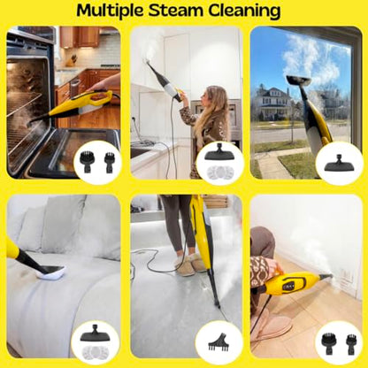 Steambot Steam & Scrub Steam Mop, All-in-One Scrubbing Hard Floor Cleaner, 2 Dirt Grip Soft Scrub Pads Included, XL Water Tank