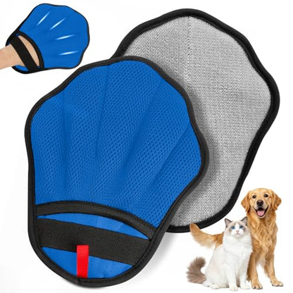 Pet Hair Removal Glove, Electrostatic Pet Hair Remover Glove for Cats & Dogs, Hair Remover Tools for Couch, Carpet, Clothing, Car Seat - Upgraded Five-Finger, Reusable，DodgerBlue+LightGray - color: DodgerBlue+LightGray