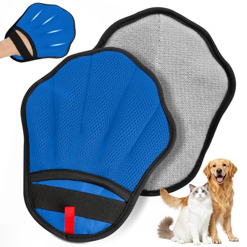 Pet Hair Removal Glove, Electrostatic Pet Hair Remover Glove for Cats & Dogs, Hair Remover Tools for Couch, Carpet, Clothing, Car Seat - Upgraded Five-Finger, Reusable，DodgerBlue+LightGray - color: DodgerBlue+LightGray