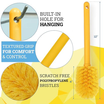 KLEEN HANDLER Goblet Cleaning Brush | Bottle Brush for Cleaning Glasses and Jars, Durable Bristles and Long Handle