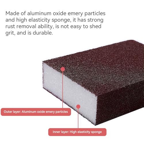 1 Pack Nano Carborundum Emery Sponge Pads for Cleaning Rust from Pots, Pans, Oven, Grill, Sink, Stains, Scouring Brush Tool for Kitchen Scrub Without Fiberglass