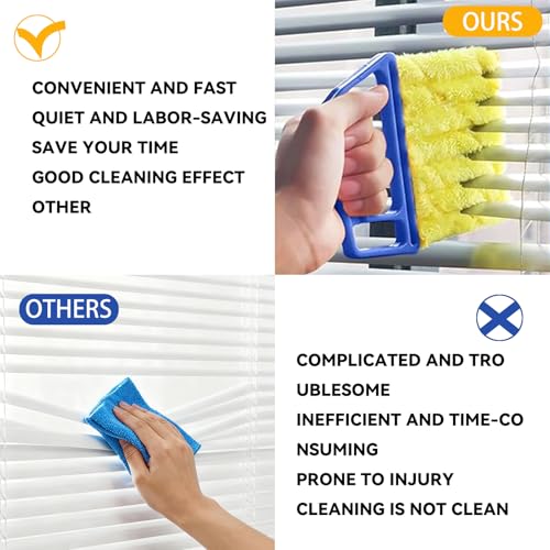 2 Pcs Blinds Cleaner Duster Tool 7 Finger Microfiber Washable Blind Cleaner Mini Window Dusters for Cleaning Dust Remova for Window Air Conditioner Vent Fans Venetian Shades Wood Blinds Dust Dirt - color: Blue