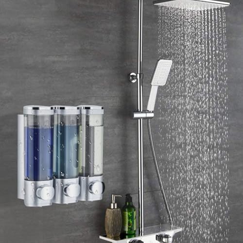 Shampoo and Conditioner Dispenser Shower Soap Dispenser Shampoo Dispenser Body Wash Dispenser for Bathroom,Large Capacity, Silver - color: Silver