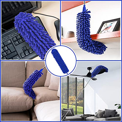 Buysenton Microfiber Duster, 8PCS Feather Duster with 100 Inch Telescoping Extension Pole, Reusable Bendable Dusters, Washable Lightweight Dusters for Ceilings Fans(2023 UAGRED) - color: 8pcsblue