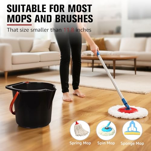 Matthew Cleaning 4.2 Gallon Mop Bucket, Heavy Duty Plastic Cleaning Bucket with Built-in Pour Spout, Mop Holder and Comfort Grip Handle, House and Commercial Cleaning Supplies, 2 Pack Black - color: Black, size: 2 Pack