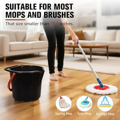 Matthew Cleaning 4.2 Gallon Mop Bucket, Heavy Duty Plastic Cleaning Bucket with Built-in Pour Spout, Mop Holder and Comfort Grip Handle, House and Commercial Cleaning Supplies, 1 Pack Black - color: Black, size: 1 Pack