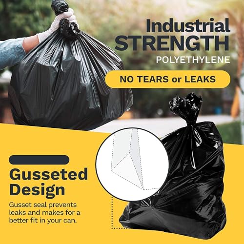 ToughBag 30-33 Gallon Trash Bags Heavy Duty (50 COUNT) 3 Mil Contractor Trash Bags – Heavy Duty Black Contractor Can Liners - Made In USA - size: 50 Count (Pack of 1)
