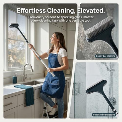 2Pack Window Cleaning Brush Screens and Glass Wet and Dry 2 in 1 Versatile Tool White-Green - color: White-green