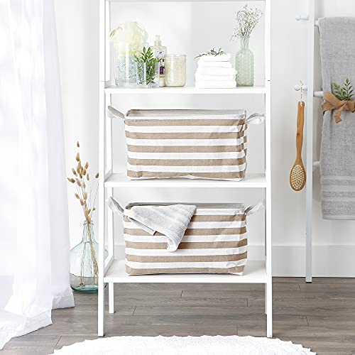 DII Laundry Storage Collection, PE Coated Collapsible Bin with Handles, Stone Stripe, Large Set, 10.5x17.5x10" - color: Stone Stripe, size: Large Set, 10.5x17.5x10"