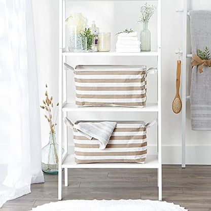 DII Laundry Storage Collection, PE Coated Collapsible Bin with Handles, Stone Stripe, Large Set, 10.5x17.5x10" - color: Stone Stripe, size: Large Set, 10.5x17.5x10"