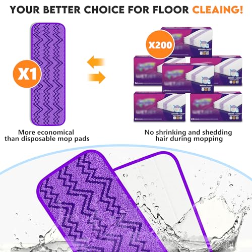 Reusable Mop Pads Compatible with Swiffer PowerMop, Microfiber Pads Replacement Washable Refills Pads for Dry Wet Cleaning, Spray Mops Pads Floor Mop Head for Hardwood Cleaning, 7 Pack