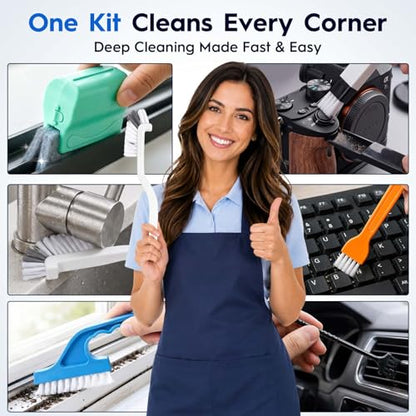 Window Track Cleaning Tools, 15 Pcs Sill Cleaner Brush for Window/Door Tracks, Sliding Doors, Tile Lines, AC Vents & Keyboards