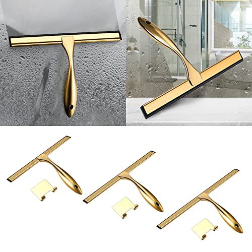 Stainless Steel Shower Squeegee with Handle Silicone Rubber Strip Cleaner Bathroom for Kitchen