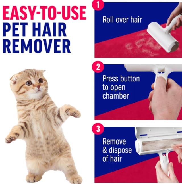 Reusable Pet Hair Remover Roller for Dog and Cat Hair – Lint Remover Brush for Couch, Carpet, Furniture and Car Seats