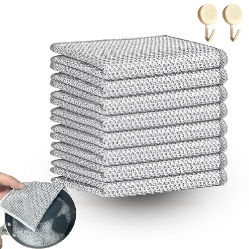 8 Pac Multipurpose Wire dishwashing rag- Reusable Non Scratch Wire Dishcloth, Non Scratch Dishcloth That Can for Kitchen Pots and cooktops, Sinks Dish Rags 7.87' * 7.87'