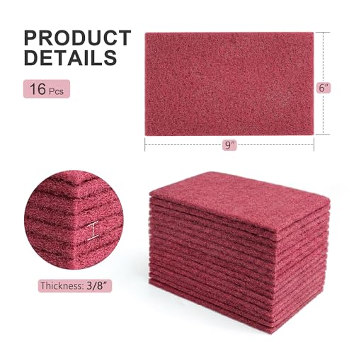 6" x 9" Scuff Pad Maroon 16 Pack - Scuffing, Scouring, Sanding, Paint Primer Prep Adhesion Scratch - Surface Preparation Automotive Car Auto Body Woodworking 7447 - color: Maroon, size: 16 pcs (6" x 9")