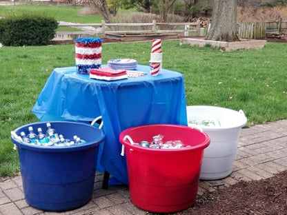 20 Gallon Storage Tub, Round Heavy Duty Plastic Container with Rope Handles, 21.5 x 21.5 x 16.5 inches, Navy Blue - color: Navy Blue