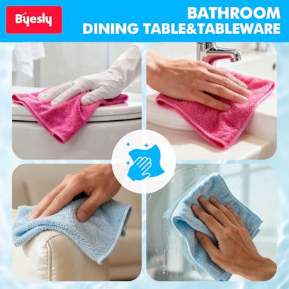 12-Pack Microfiber Cleaning Cloth, 11.5x11.5 Microfiber Towels for Cars, Dishes & House, for Detailers, Chefs & Efficient Home | Scratch-Free, Lint-Free, Ultra Absorbent(Yellow/Pink/Blue) - color: Blue/Yellow/Pink