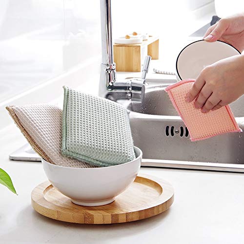 JEBBLAS 8Pack Bamboo Natural Kitchen Sponges Dish Sponge Cleaning Sponge Heavy Duty Scrub Sponge for Cleaning Kitchen and Household Pink - color: Pink
