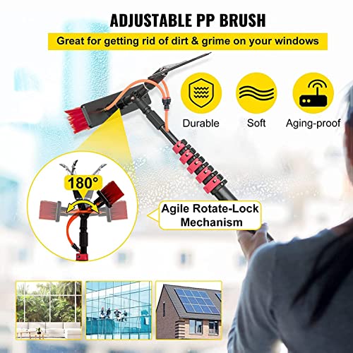 Professional Window Cleaning Kit - Extendable Pole and Squeegee Cleaner with 180° Rotation Bendable Head and Alumipole - size: 36FT