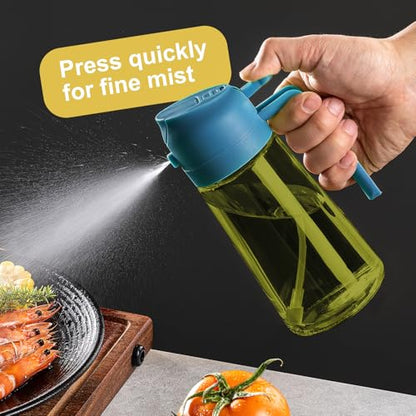 CXINYI - 16oz/470ml Olive Oil Dispenser for Kitchen with Stickers - 2 in 1 Olive Oil Sprayer for Cooking, Air Fryer, and Salad, Black&Blue (Light-Proof Kitchen Gadget) - color: Black&Blue
