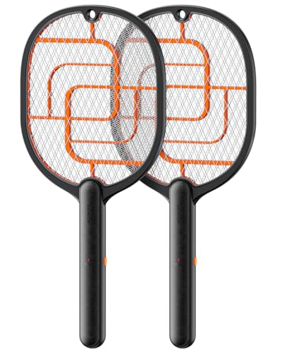 GAIATOP Electric Fly Swatter, 3800V Battery Powered Handheld Fly Zapper, 3-Layer Protection Grid Bug Zapper Racket for Home Bedroom Kitchen Office Backyard Patio Indoor Outdoor - size: 2Pack