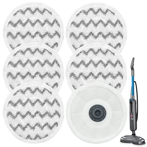 3897A / 3712 Rotating Steam Mop Pads Replacement for Bissell SpinWave Smart Steam Scrubbing Steam Mop Cleaner 【Models 3897A/3712 ONLY】, Washable Reuseable Refill Pads（6Pack） (6Gray)