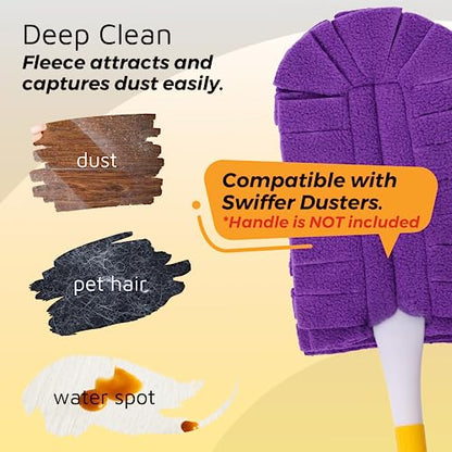 Flammi 360° Fleece Duster Refills for Swiffer, Reusable Dusting Refills Heavy Duty Cloths for Cleaning Compatible with Swiffer Hand Duster (3 Pack-Mixed Color)