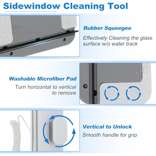 Magnetic Windshield Cleaner Tool, Double-Sided Window Cleaner Tool, Magnetic Glass Wiper for Car/High Rise/Windshield/Sidewindow/Sliding Door Glass Thickness 3-10mm/0.12-0.4inch