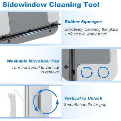 Magnetic Windshield Cleaner Tool, Double-Sided Window Cleaner Tool, Magnetic Glass Wiper for Car/High Rise/Windshield/Sidewindow/Sliding Door Glass Thickness 3-10mm/0.12-0.4inch