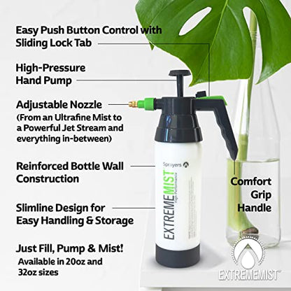 ExtremeMIST High-Performance Reptile Mister - Ultra-fine Reptile Sprayer & Terrarium Humidity Fogger for Geckos, Chameleons, Turtles and Lizards - The Ultimate Pump Sprayer & Humidifier - 32 Oz Bottle - size: 32 oz