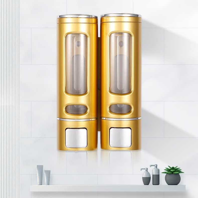 Liquid Soap Dispenser Wall Mount, 1 Chamber Bathroom Shower Pump Dispenser,Press Manually Lotion Soap Dispenser Use for Shampoo, Soap, Conditioner, Shower Gel, for Bathroom Kitchen Hotel (Gold) - size: 1 Chamber