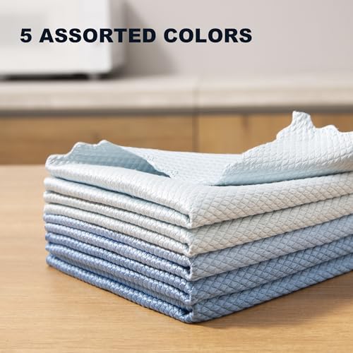JOYMOOP Fish Scale Streak Free Magic Glass Window Cleaning Cloth, Microfiber Cleaning Cloth, Reusable Absorbent Shiny Wipes, Microfiber Towels, Lint Free Dish Drying Polishing Towels, 5 pcs - color: Blue, size: 15.7"x11.8" - 5pcs