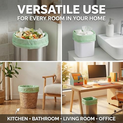 Small Trash Bags 1.2 Gallon: 150 Counts Bathroom Trash Bags Unscented Small Garbage Bags Strong Leak-Proof Trash Liners for Office Bedroom - YHEEL - color: 1.2Gal-Green-150pcs