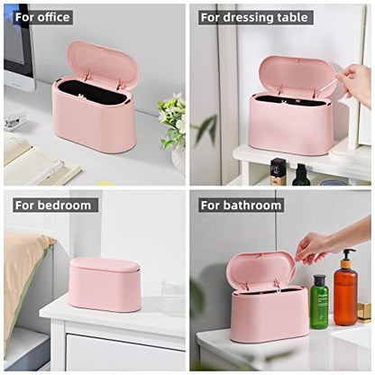 SUBEKYU 0.5 Gal Mini Countertop Trash Can with Lid for Desktop, Small Garbage Can for Office, Tiny Wastebasket,Pink - color: Pink 0.4 Gal with Lid