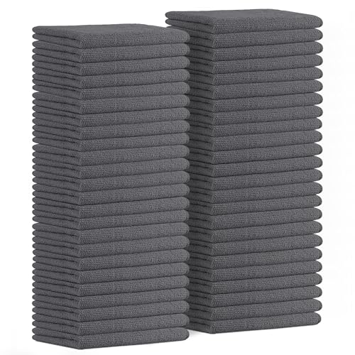 Avalon Towels Microfiber Cleaning Cloths (Value Pack of 48) - Size 16 x 16 Inches, Highly Absorbent Cleaning Rags, Lint Free, Reusable and Washable, Microfiber Towels for Cars - color: Grey, size: Pack of 48 - 16x16 Inches