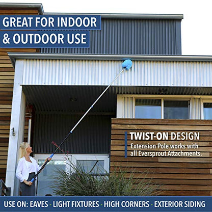 EVERSPROUT 5-to-12 Foot Cobweb Duster and Extension-Pole Combo (20 Foot Reach, Soft Bristles) | Hand Packaged | Lightweight, 3-Stage Aluminum Pole | Indoor & Outdoor Use Brush Attachment