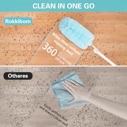 360° Duster Refills Kit for Swiffer Duster, 25 Pack & 1 Handle, Multi-Surface Dusters with 4X Cleaning Power. Efficient Duster Kit for Cleaning Pet Hair, Home, Office, Blinds, Furniture and More - color: Long Handle - 25 Pack