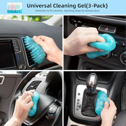 TICARVE 9Pcs Car Interior Detailing Kit - Car Cleaning Brushes, Universal Gel, Microfiber Towel and Storage Bag for Dashboard, Air Vents, Keyboard & Electronics - color: 9PCS-clean set