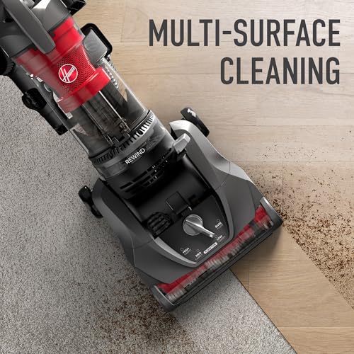 Hoover Rewind Pet Upright Bagless Vacuum Cleaner for Carpet and Hard Floors, Automatic Cord Rewind, Above Floor Cleaning Corded Vacuum Cleaners for Home Use, Gray - style: Rewind Pet