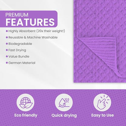 Swedish DishCloths - 10 Pack (Purple), (German Material) Reusable Cellulose Sponge Cloth for Kitchen - Household, Highly Absorbent, No-Odor Dishcloth - color: 005 Purple