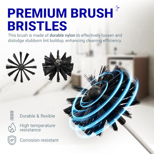 Upgraded 60-Feet Dryer Vent Cleaner Kit with Drill Attachment - Flexible Lint Remover Brush, Extends Up to 60 ft, Works with or Without Power Drill