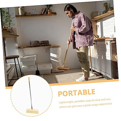 Solid Wood Bristle Broom Household Cleaning Soft Bristle Broom Soft Cleaning Brush Kitchen Hardwood Floor Household Khaki Solid Wood - color: Khaki