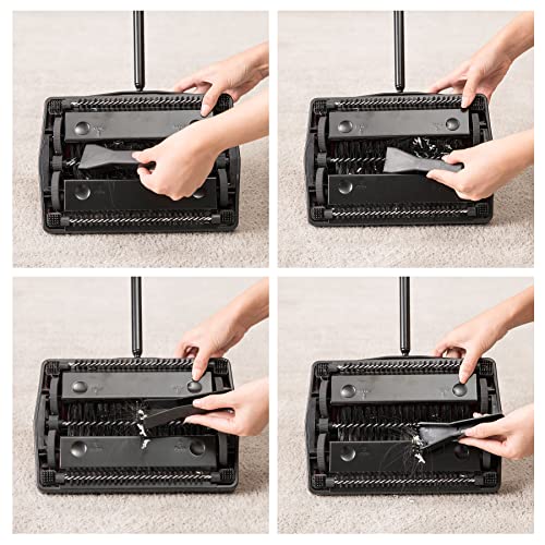Yocada Carpet Sweeper Cleaner for Home Office Low Carpets Rugs Undercoat Carpets Pet Hair Dust Scraps Paper Small Rubbish Cleaning with a Brush Dark Red - color: Dark Red