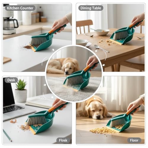 A Multifunctional Broom and Dustpan Set, a Compact Broom and Dustpan for Home Use, Featuring a Plastic Shovel and Brush, Suitable for Camping, Easy to Sweep Various Types of Hair