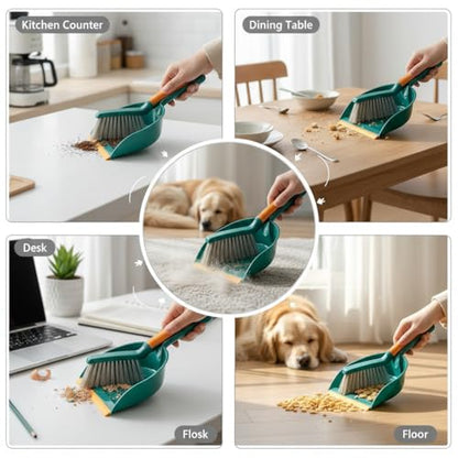 A Multifunctional Broom and Dustpan Set, a Compact Broom and Dustpan for Home Use, Featuring a Plastic Shovel and Brush, Suitable for Camping, Easy to Sweep Various Types of Hair