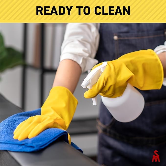 SteadMax 3/6 Pairs Cleaning Gloves, Reusable Natural Rubber Dish Gloves, Non-Slip Gloves for Kitchen and Household - color: 6 Pack (Xl)