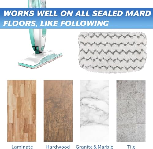 6 Pack Steam Mop Replacement Pads, Microfiber Floor Cleaning Pads Compatible with Shark S1000 Series Steam Mops, Reusable Washable Mop Refills for Hardwood and Tile Floors