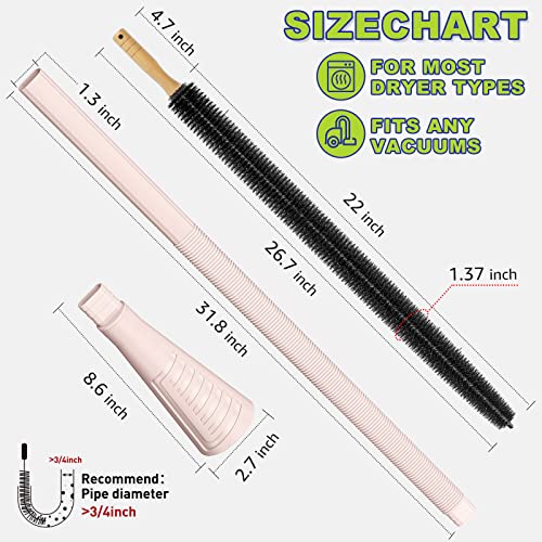 2 Pieces Dryer Vent Cleaner Kit Dryer Lint Brush Vacuum Hose Attachment Brush Lint Remover Power Washer and Dryer Vent Vacuum Hose Grey Pink - color: Pink