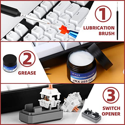 RUNJRX Keyboard Switch Lube Kit JRX 205G0 0.53oz/15g, Switch Opener for MX Cherry Panda Kailh Switch,Lube Brush for Mechanical Keyboard Switch - style: Lube Kit-K
